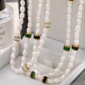 Stainless Steel 18K Gold Plated Pearl Necklace Bracelet Set Freshwater Pearl Choker 2