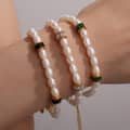 Stainless Steel 18K Gold Plated Pearl Necklace Bracelet Set Freshwater Pearl Choker 3