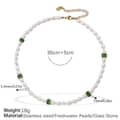 Stainless Steel 18K Gold Plated Pearl Necklace Bracelet Set Freshwater Pearl Choker 6