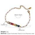 Colorful Rectangle Zircon Stainless Steel Adjustable Freshwater Pearl Bracelet 6