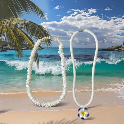 Boho Handmade Natural Puka Shell Chips Choker Hawaiian Summer Beach Seashell Plumeria Rasta Necklaces Men detail 1
