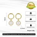 14K Gold Plated 925 Sterling Silver Round Pearl Huggie Hoop Earrings 5