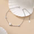 925 Sterling Silver Single Pearl Zircon Charm Bracelet, 14K Gold Plated 4