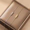 Minimalist Three Freshwater Pearls 14K Gold Plated Adjustable Bracelet, 925 Sterling Silver 1