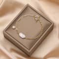 14K Gold Plated Natural Freshwater Irregular Baroque Pearl Paperclip Cable Chain Bracelet 1