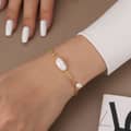 14K Gold Plated Natural Freshwater Irregular Baroque Pearl Paperclip Cable Chain Bracelet 2