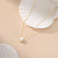 Baroque Mabe Pearl & Zirconia Necklace, 925 Sterling Silver & 14K Gold Plated, 7-8mm 1
