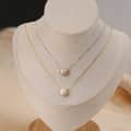 Baroque Mabe Pearl & Zirconia Necklace, 925 Sterling Silver & 14K Gold Plated, 7-8mm 2