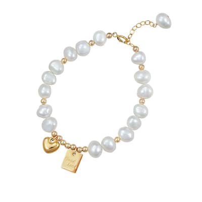 Good Luck Plate Charm 6-7mm Natural Baroque Freshwater Pearl Bracelet detail 5
