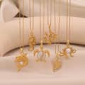 Waterproof 18K Gold Plated Ocean Collection Stainless Steel Necklace Fashion Sea Turtles Dolphin Conch Pearl Necklace 1