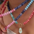 Bohemian Mix Colors Summer Beach Charm Beaded Natural Stone Pendant Necklace 3