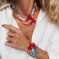 Summer Beach Ocean Style Lobster Necklace Handmade Bead Bracelet Colored Glass Shell 1