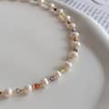 Design Beaded Necklace Colored Zircon Freshwater Pearl Clavicle Chain 2