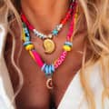 Double Layer Bead Handmade Necklace Ocean Series Fruit Themed Multi Charms Woven Ribbon 1