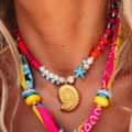 Double Layer Bead Handmade Necklace Ocean Series Fruit Themed Multi Charms Woven Ribbon 3