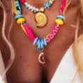 Double Layer Bead Handmade Necklace Ocean Series Fruit Themed Multi Charms Woven Ribbon 5