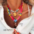 Double Layer Bead Handmade Necklace Ocean Series Fruit Themed Multi Charms Woven Ribbon 6