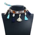 Boho Natural Seashell Conch Leather Braided Choker with Suture Shell Tassel and Natural Agate Necklace 1