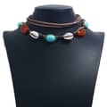Boho Natural Seashell Conch Leather Braided Choker with Suture Shell Tassel and Natural Agate Necklace 3