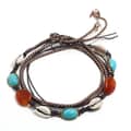 Boho Natural Seashell Conch Leather Braided Choker with Suture Shell Tassel and Natural Agate Necklace 4