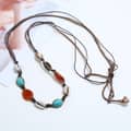 Boho Natural Seashell Conch Leather Braided Choker with Suture Shell Tassel and Natural Agate Necklace 5