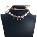 Boho Natural Seashell Conch Leather Braided Choker with Suture Shell Tassel and Natural Agate Necklace 6