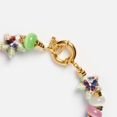 Summer Beaded Necklace Beach Cat Eye Stone Natural Crushed Stone detail 6