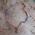 Summer Beach Natural Stone Colored Necklace Stainless Steel Ceramic Bead Dopamine Pendant 4