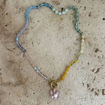 Boho Stone Beaded Summer Beach Multi Color Choker Gemstone Natural Stone detail 3