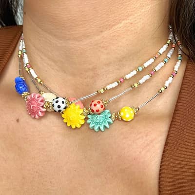 Summer Boho Ocean Glass Seed Beaded Necklace Beach Sun Conch Seashell Choker detail 1