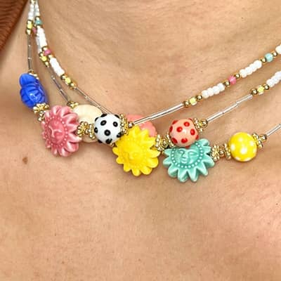 Summer Boho Ocean Glass Seed Beaded Necklace Beach Sun Conch Seashell Choker detail 4