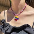 Summer Vacation Bohemian Style Charm Blue Glass Fish Seahorse Pendant Beaded Choker 3