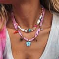Handmade Beaded Clavicle Chain Stainless Steel Charms Glass Star Broken Beads 1