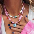 Handmade Beaded Clavicle Chain Stainless Steel Charms Glass Star Broken Beads 2
