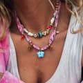 Handmade Beaded Clavicle Chain Stainless Steel Charms Glass Star Broken Beads 4
