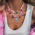 Handmade Beaded Clavicle Chain Stainless Steel Charms Glass Star Broken Beads 5