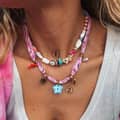 Handmade Beaded Clavicle Chain Stainless Steel Charms Glass Star Broken Beads 6