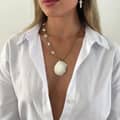 Summer Beach Style 18K Gold Plated Stainless Steel Shell Pendant Cross Baroque Pearl 1