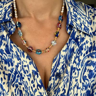 Bohemian Beads Charm Mixed Color Eye Bead Necklaces detail 1