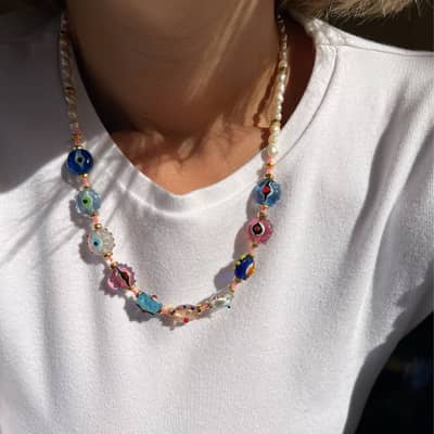Bohemian Beads Charm Mixed Color Eye Bead Necklaces detail 3