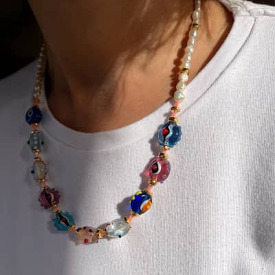 Bohemian Beads Charm Mixed Color Eye Bead Necklaces detail 5