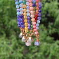 Bohemian Style Beaded Necklaces Rainbow-Colored Natural Stone Adjustable 5