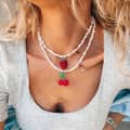 Summer Stainless Steel Pearl Pendant Beaded Fruit Strawberry Cherry Charm 5