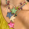 Summer Beach Bead Necklace Stainless Steel Glass Shell Starfish Exaggerated Pendant 2