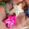 Summer Beach Bead Necklace Stainless Steel Glass Shell Starfish Exaggerated Pendant 4