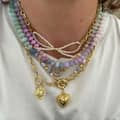 Summer Beach Baroque Pearl Beaded Necklace Stainless Steel Glass Pearl Bow Charm Heart 3