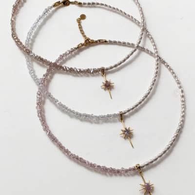 18K Gold Plated Natural Stone Summer Non Tarnish Beach Bead Splicing Stainless Steel Chain Pearl detail 1