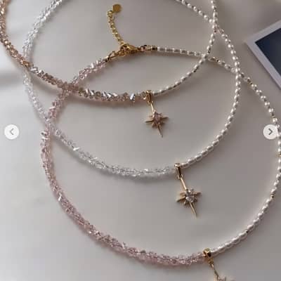 18K Gold Plated Natural Stone Summer Non Tarnish Beach Bead Splicing Stainless Steel Chain Pearl detail 4
