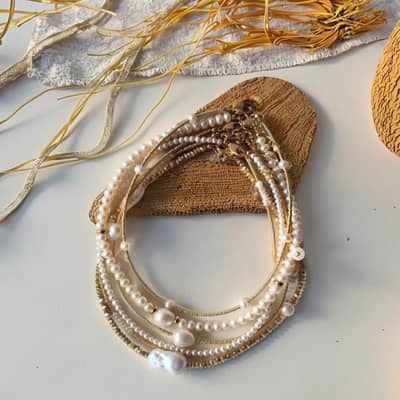Elegant Simple Baroque Pearl Choker 18K Gold Plated Stainless Steel Freshwater Pearl detail 1
