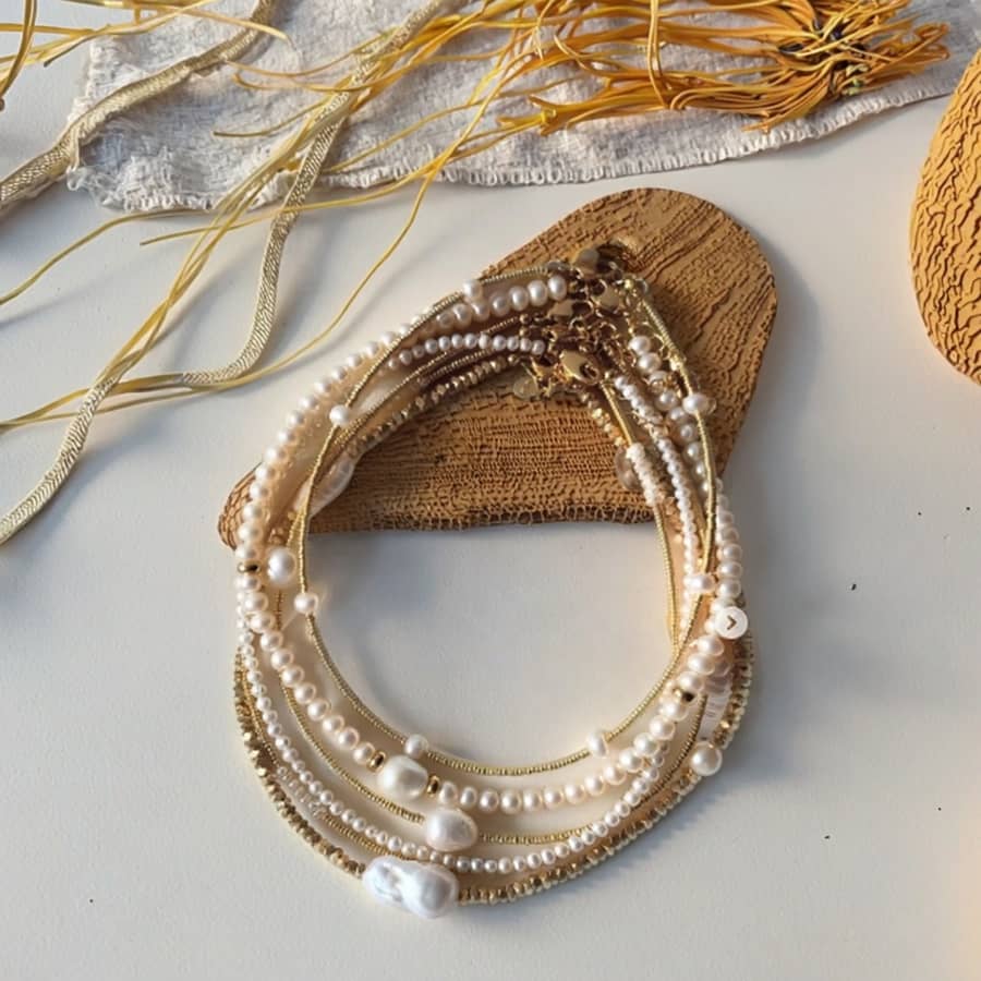 Elegant Simple Baroque Pearl Choker 18K Gold Plated Stainless Steel Freshwater Pearl - main